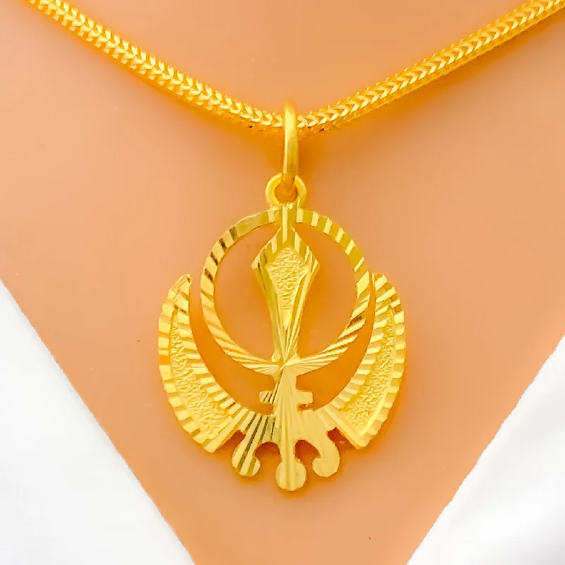 Reflective Khanda 22k Gold Pendant