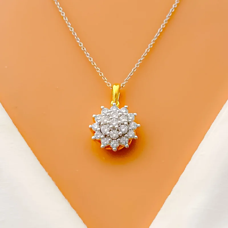 Bold Radiant Cluster Diamond + 18k Gold Pendant Set