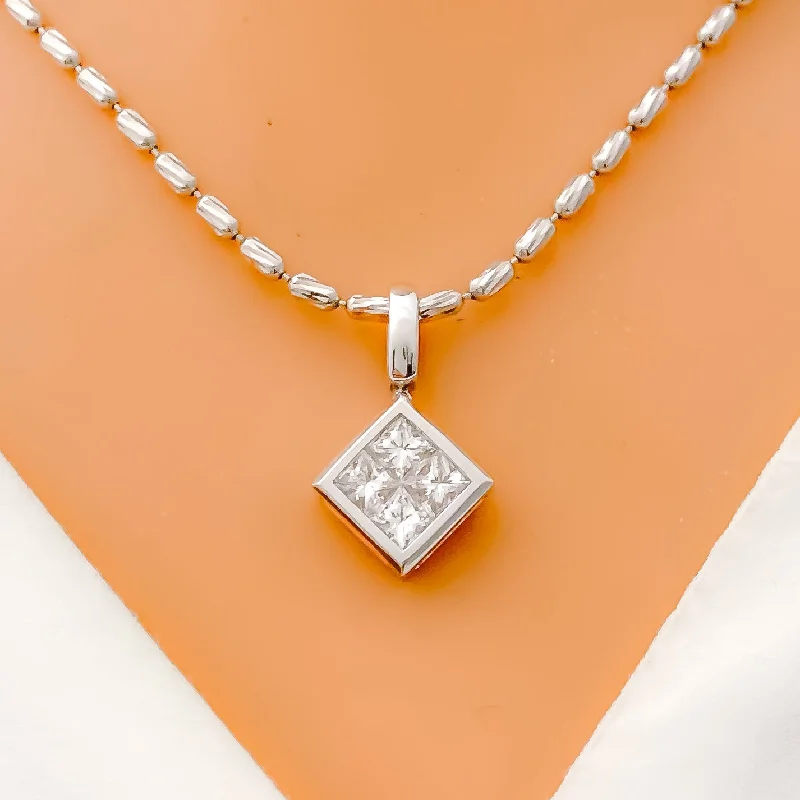 Classic Square Diamond + 18k Gold Pendant