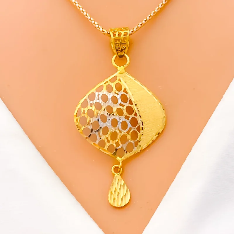 Delightful Dual Tone 22K Gold Pendant Set