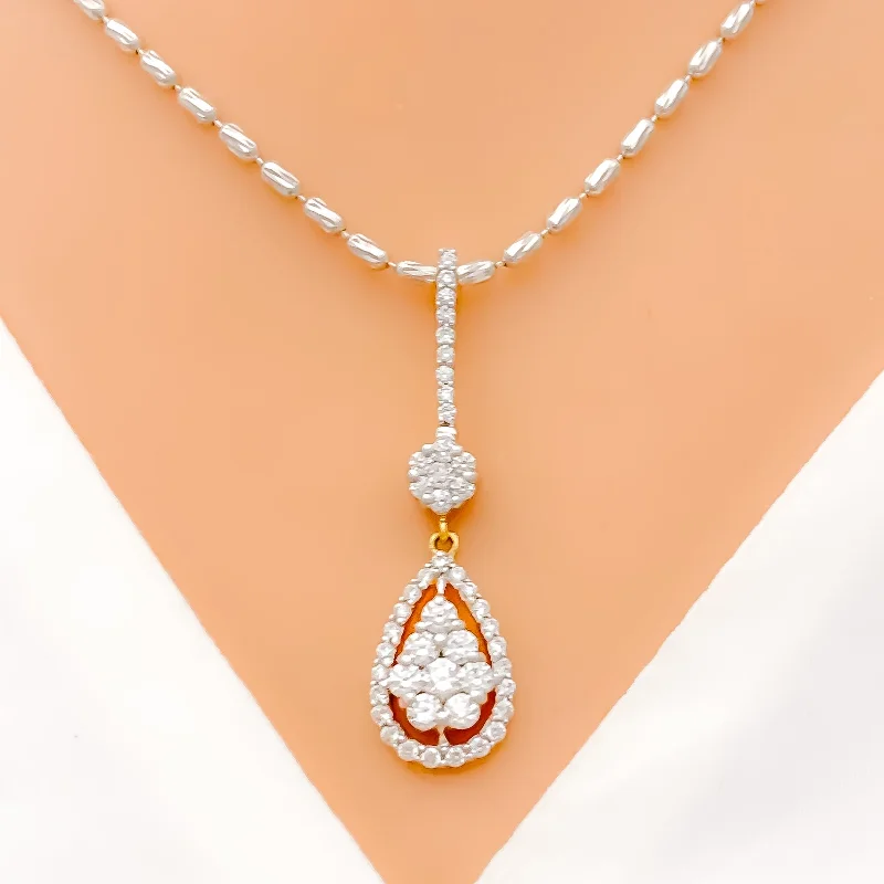 Refined Pear Drop Diamond + 18k Gold Pendant Set