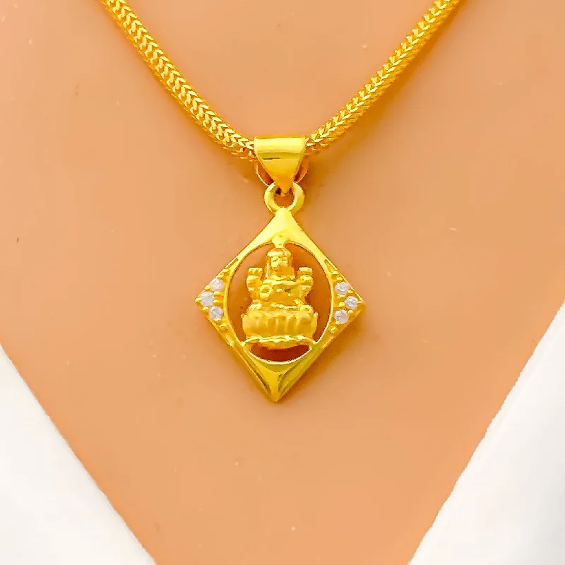 Distinct Attractive 22k Gold Lakshmi CZ Pendant