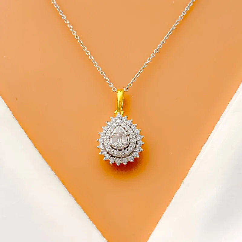 Elevated Festive Drop Diamond + 18k Gold Pendant Set