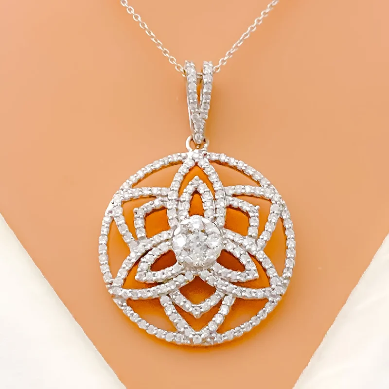 Fancy Floral Diamond + 18k Gold Pendant