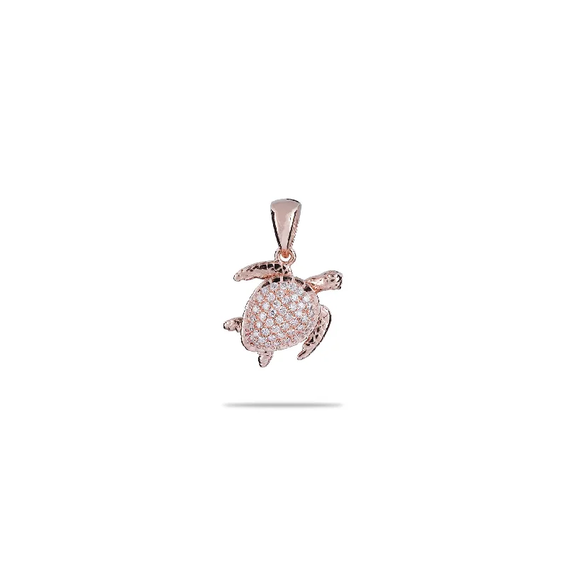 Honu Pendant in Rose Gold with Diamonds - 13mm