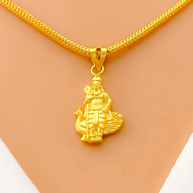 Ornate 22k Gold Lord Kartikeya Pendant