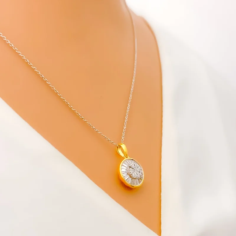 Unique Round Diamond + 18k Gold Pendant