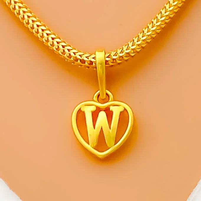 W 22k Gold Letter Pendant