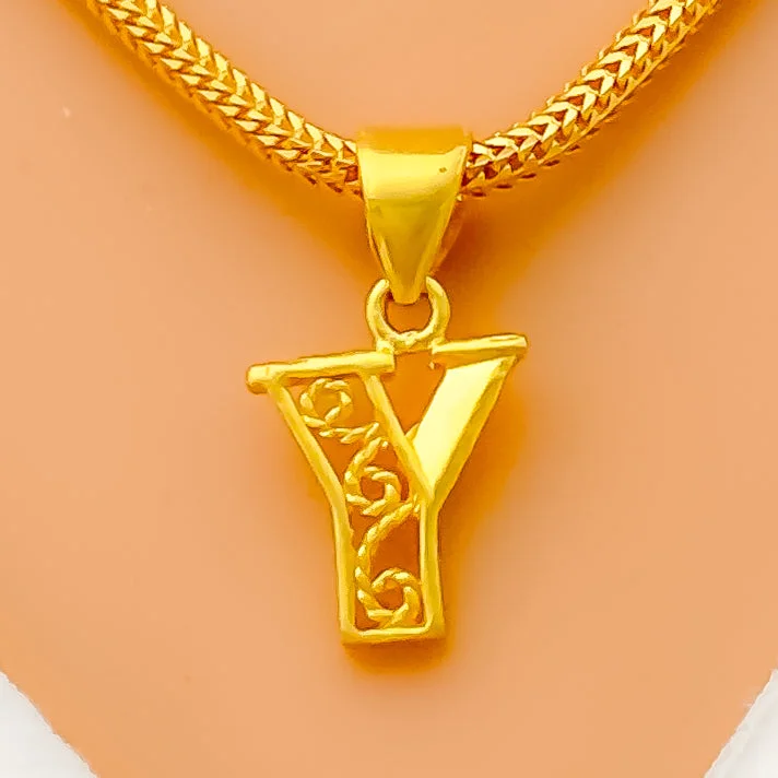 Y 22k Gold Letter Pendant