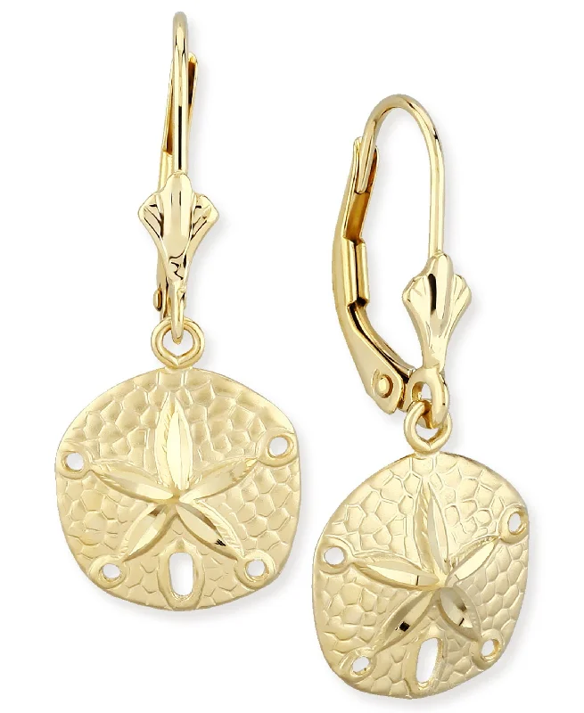 unique crystal bar necklace 14K Yellow Gold Sand Dollar L/B Earrings