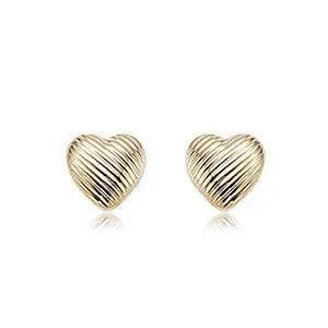 14K Yellow Gold Md B/Cut Heart Earrings