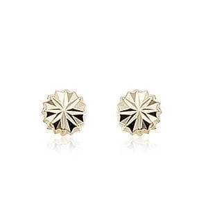 14K Yellow Gold Rd Fncy Cut Button Earrings