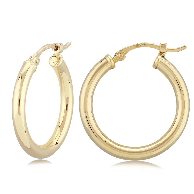 14K Yellow Gold 2.5X20mm S/D Hoop Earrings