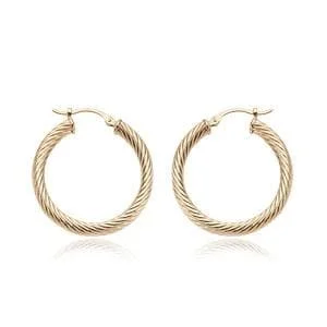 14K Yellow Gold 3X25mm Twist Tube Earrings