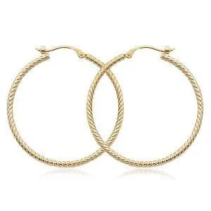 14K Yellow Gold 1.8X30mm Twist Tubing Earrings