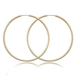 14K Yellow Gold 1.8X50mm Twist Tubing Earrings