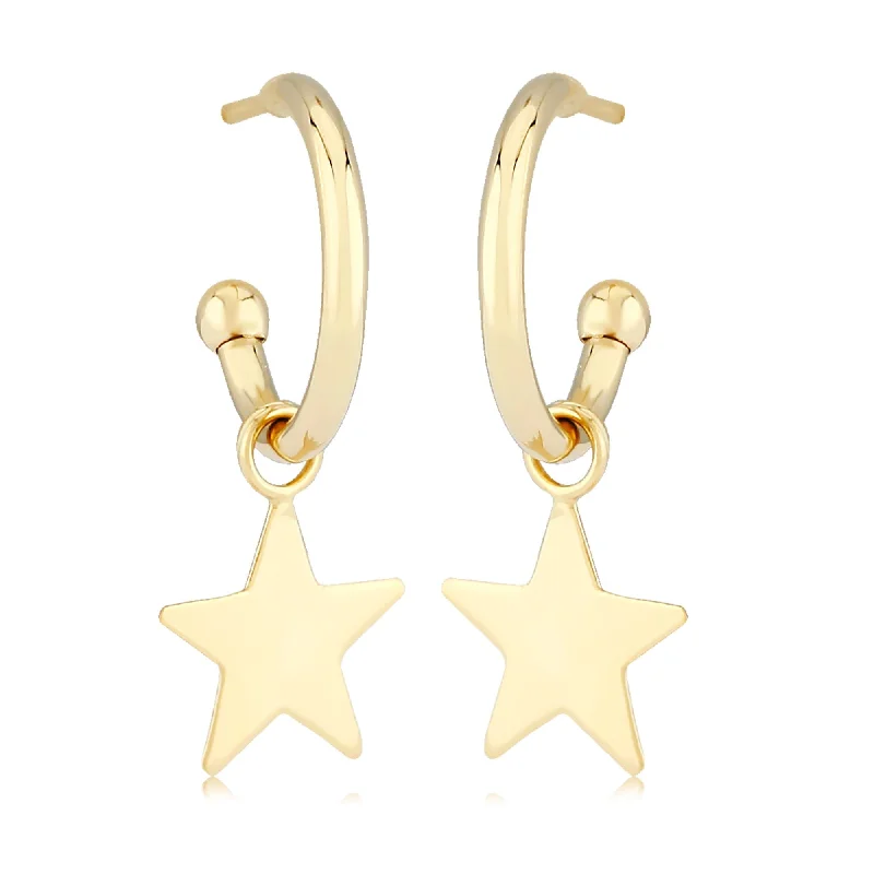 14KG 1.5X12mm W/Flat Star Drop Earrings