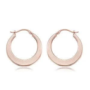 14K Rose Gold Pl Flat Hoop S/D Earrings