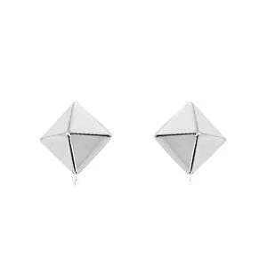 14K White Gold 6mm Pyramid Post Earrings