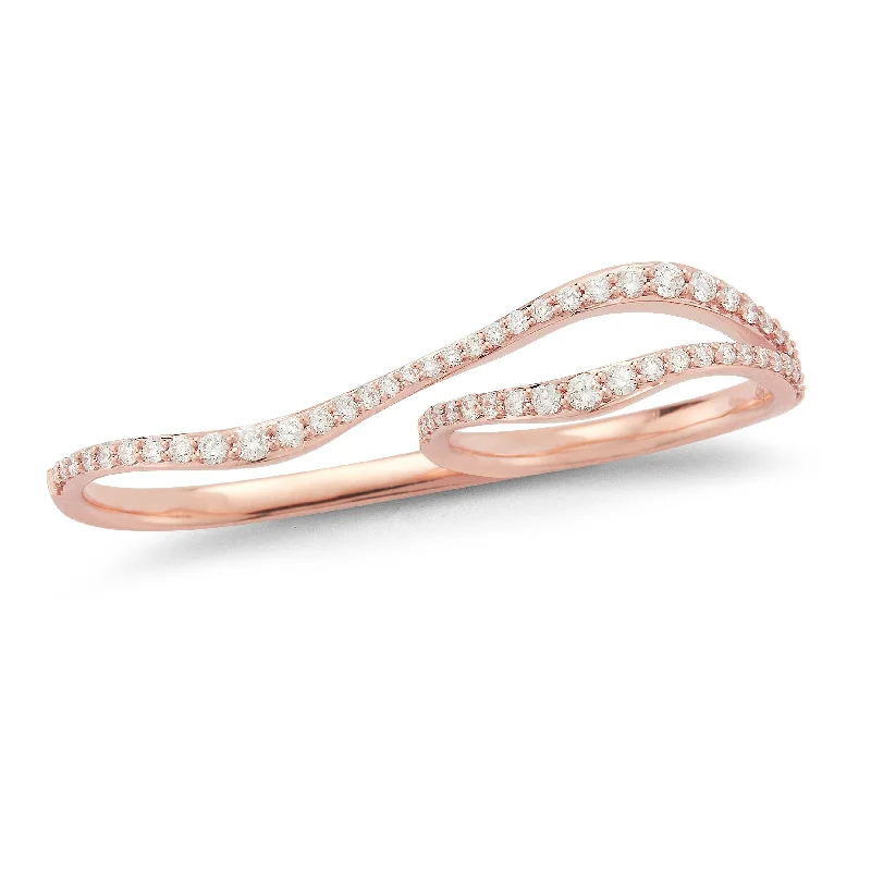 Wavy Double-finger Diamond Ring