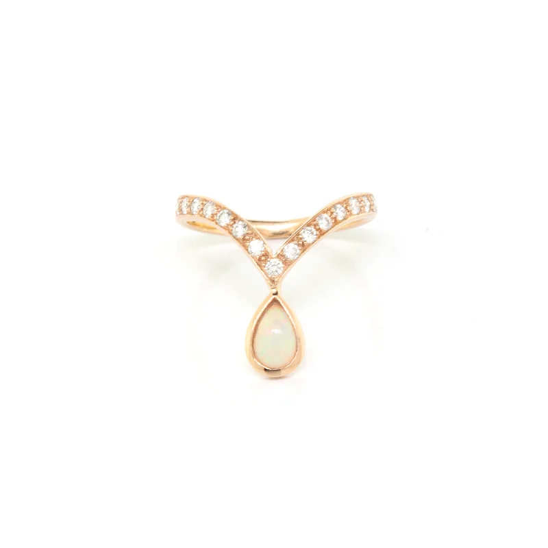 Pear Shape Opal and Diamond Ring