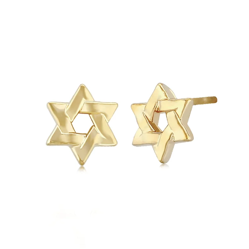 14KG Sm.all Star Of David W/Post Earrings