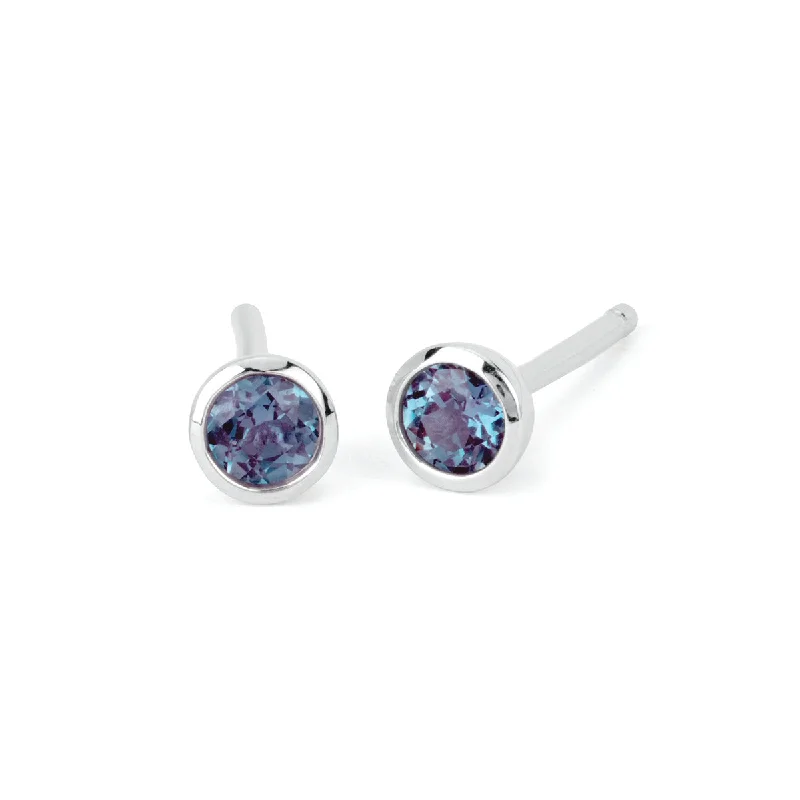 Alexandrite Bezel Set Stud Earrings