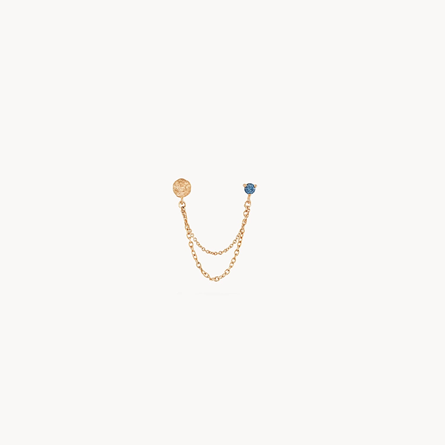 celestial sun charm anklet blue lagoon chain earring - 14k yellow gold, blue sapphire