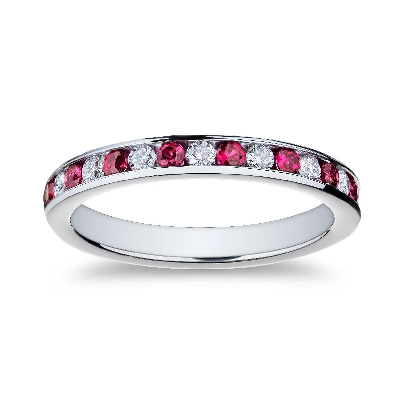 women’s leather wrap bracelet Bremer Jewelry Ruby and Diamond Channel Set Ring in Platinum (0.58ctw)
