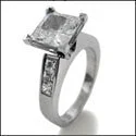 Engagement 1.5 Ct Princess 4 Prong Channel Cubic Zirconia Cz Ring