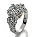 classic diamond hoop earrings Estate 2 Ct Round Center Antique Style Cubic Zirconia Cz Ring