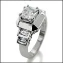 Estate Asscher 1 Ct Center Baguettes Cubic Zirconia Cz Ring