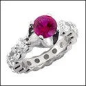 Eternity Ruby 1 Ct Round Center Eternity Cubic Zirconia Cz Ring