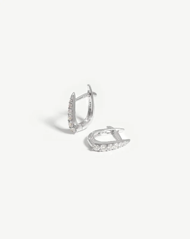 thin gold wedding band women Fine Claw Huggies | 14ct White Gold/Diamond