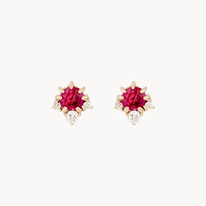 classic tennis bracelet white gold full moon glow diamond ruby earring - 14k yellow gold, ruby, diamonds