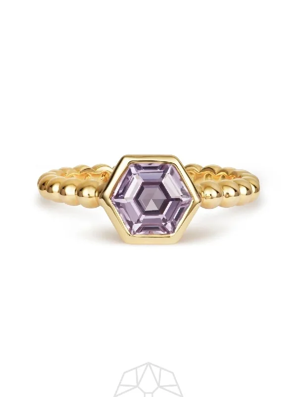 sapphire engagement ring halo Purple Sapphire Hex 14K Gold Ring