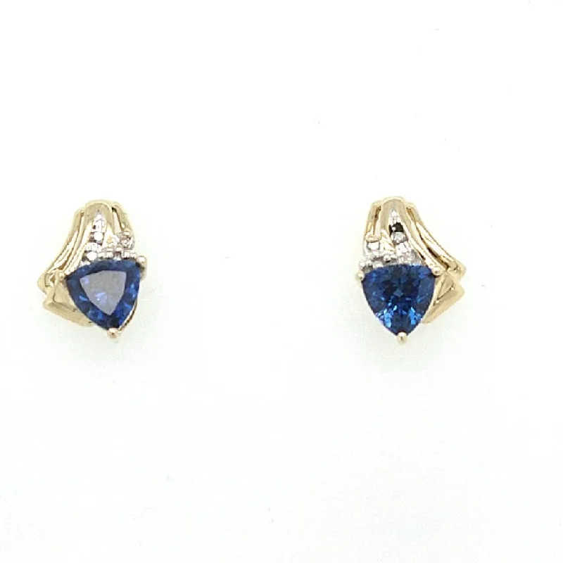 Gold With Trillion Sapphire Earrings