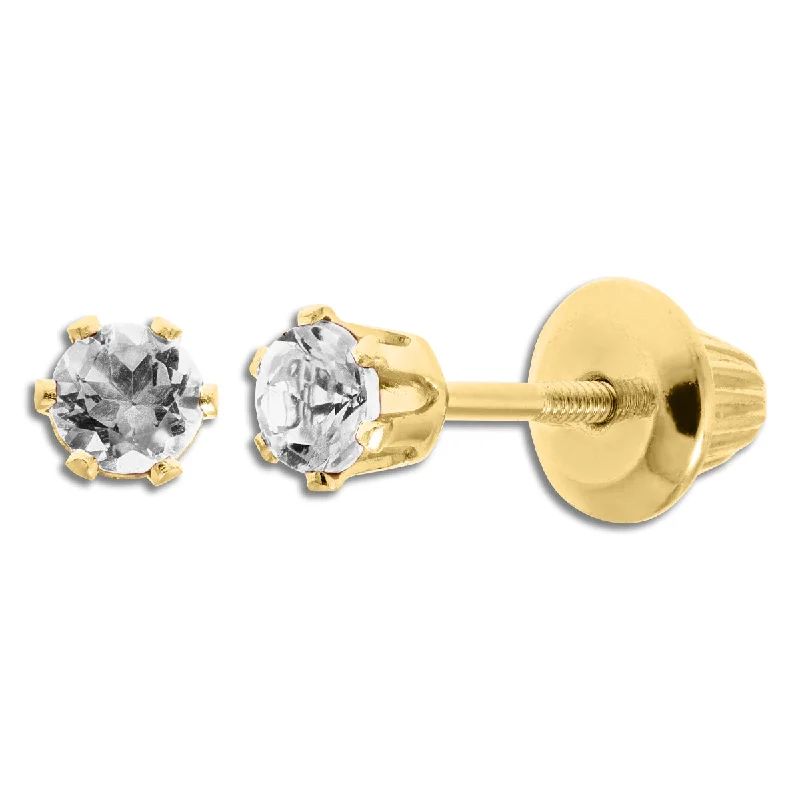 Kiddie Kraft 14KT Yellow Gold Round Topaz Childrens Birthstone Stud Earrings