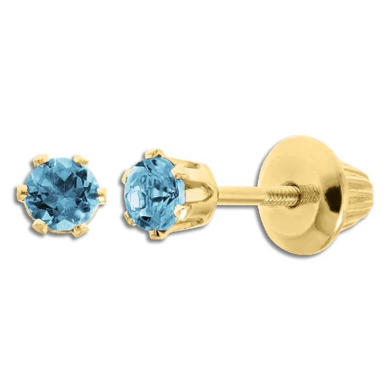 Kiddie Kraft 14KT Yellow Gold Round Topaz Childrens Birthstone Stud Earrings