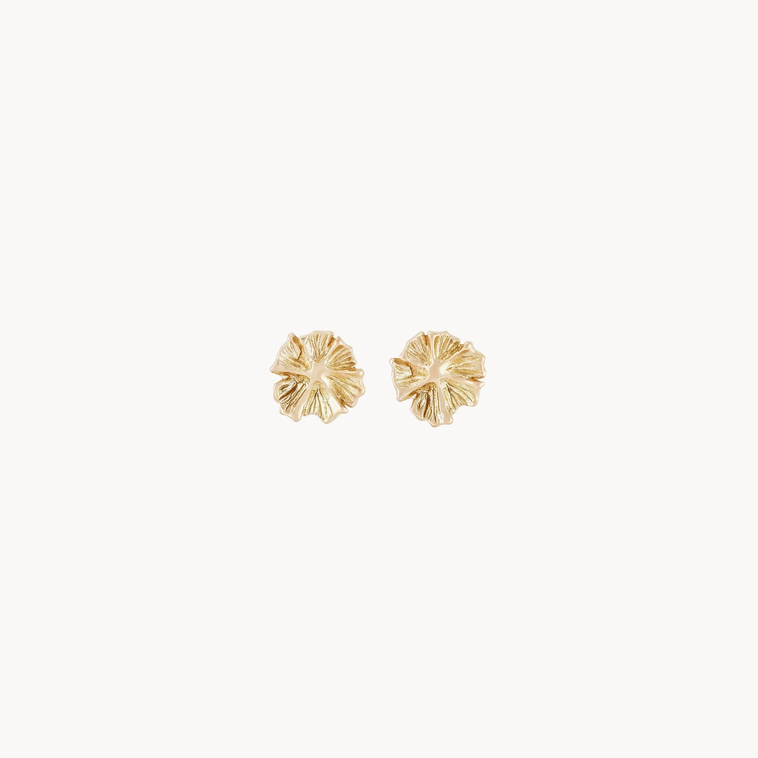 delicate heart stud earrings Little wildflower earring - 14k yellow gold