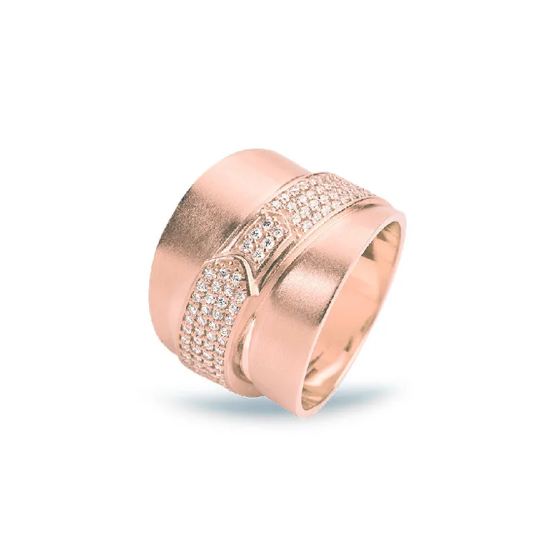 Jovian Large 18K Rosegold Ring w. Diamonds