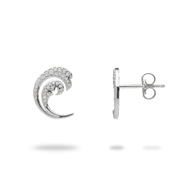 Nalu Earrings in White Gold with Diamonds - 12mm