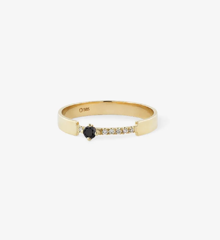 personalized engraved locket Black Diamond Ring 0.08 in 14K Gold