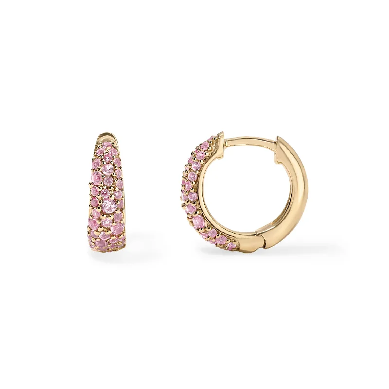 elegant aquamarine drop earrings Pink Sapphire Domed Huggies