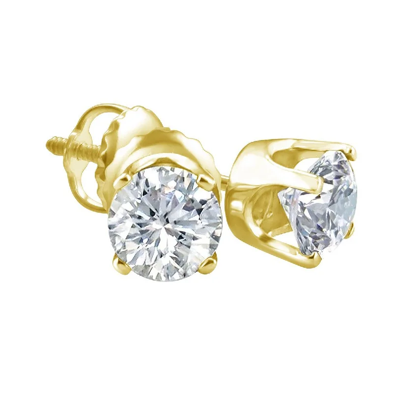 Premiere 1/3 CTW Diamond Solitaire Stud Earrings in 14KT Yellow Gold