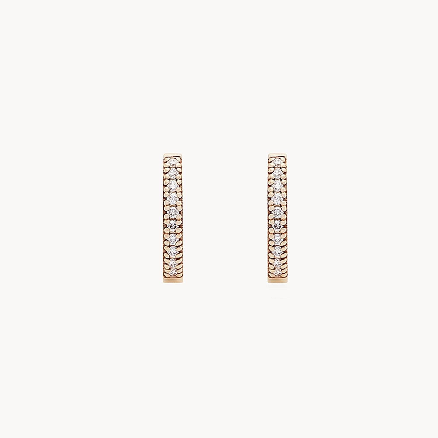 vintage-style filigree bracelet shine on hoop earring - 14k yellow gold, white diamond