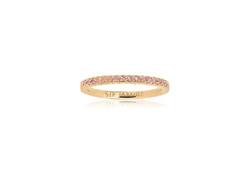 wedding band with diamonds Ellera Gold Plated Ring w. Pink Zirconias