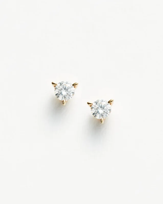 silver-plated bar necklace Fine Small Solitaire Diamond Stud Earrings | 14ct Solid Gold