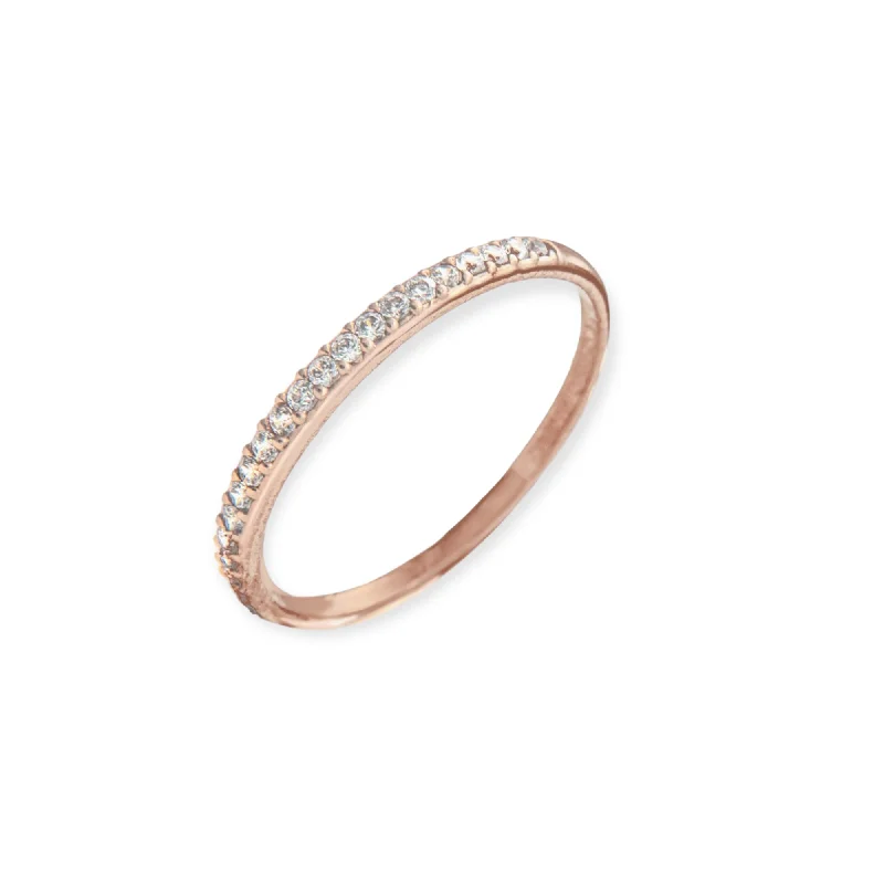 classic gold cuff bracelet Eleanore 18K Rose Gold Plated Sterling Silver Mini Ring, Brilliant White