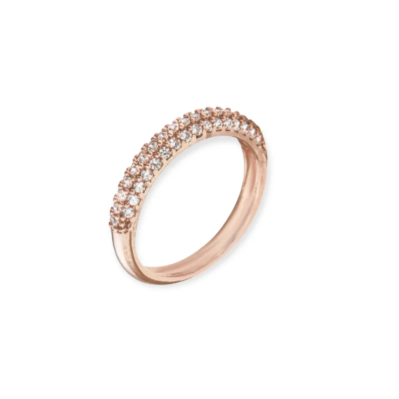 handmade braided leather necklace Eleanore 18K Rose Gold Plated Sterling Silver Ring, Brilliant White